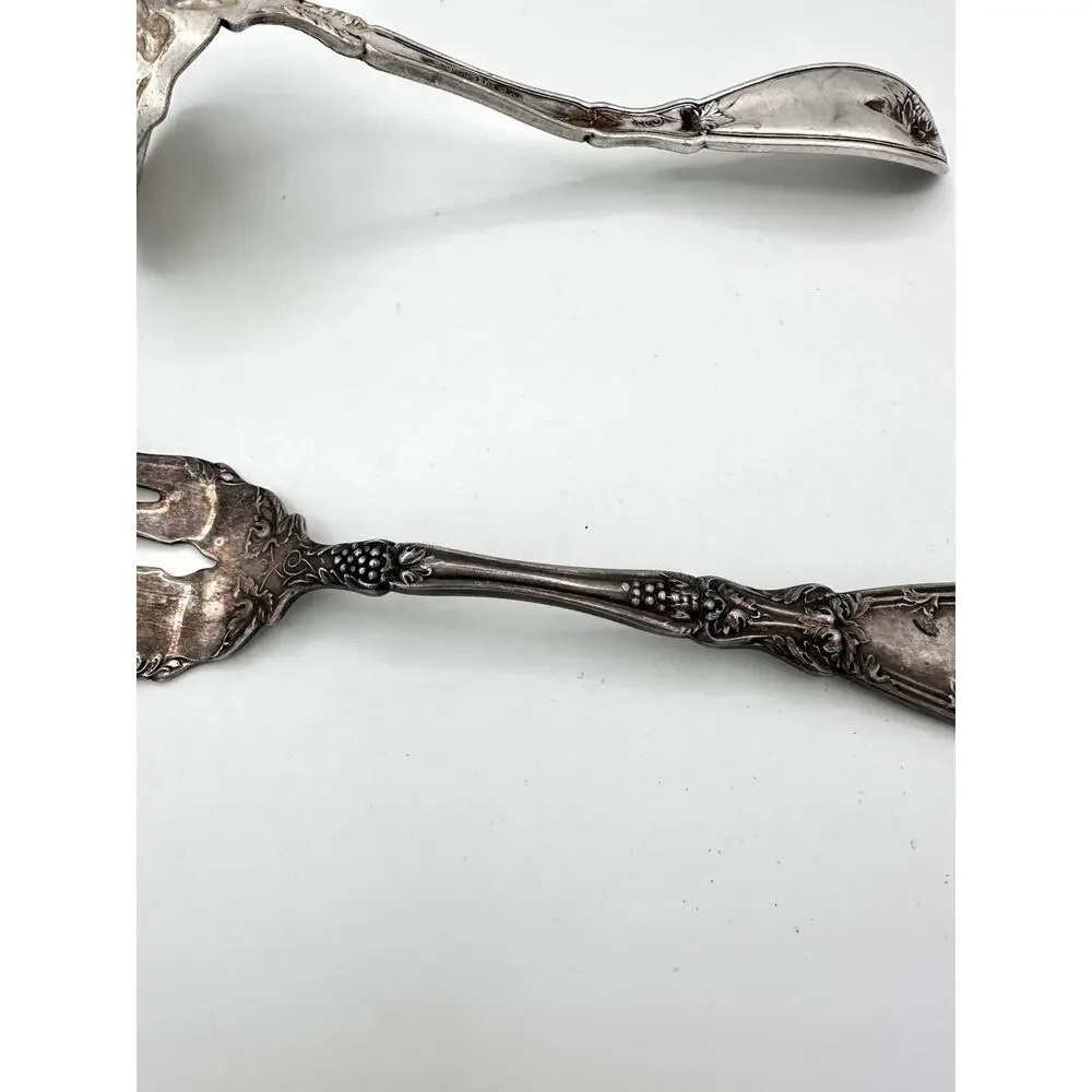 1881 Rogers A1 Silver Plate La Vigne Grapes Soup Gravy Ladle & Meat Fork 8.25”